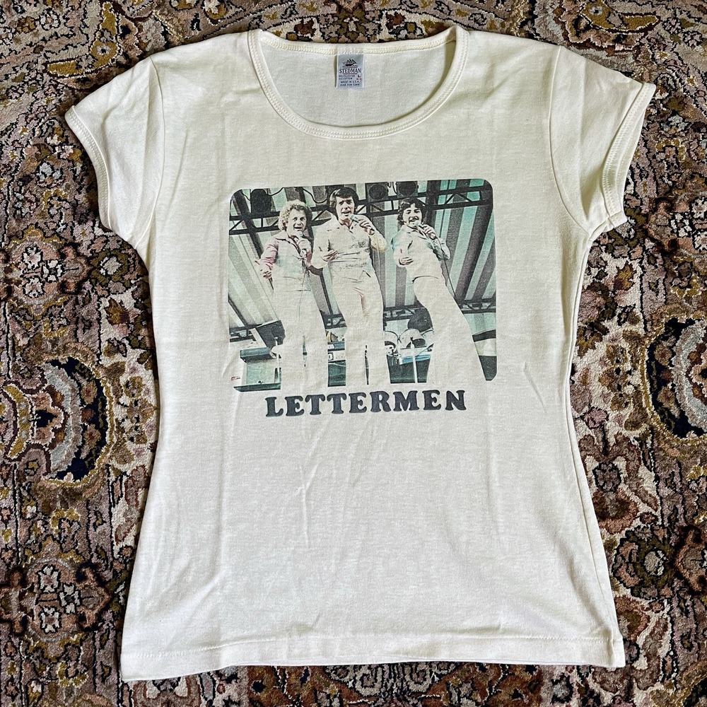 Rare Vintage‎ 70s/80s The-Letterman Band Shirt XS Pop-Trio 16" x 23"